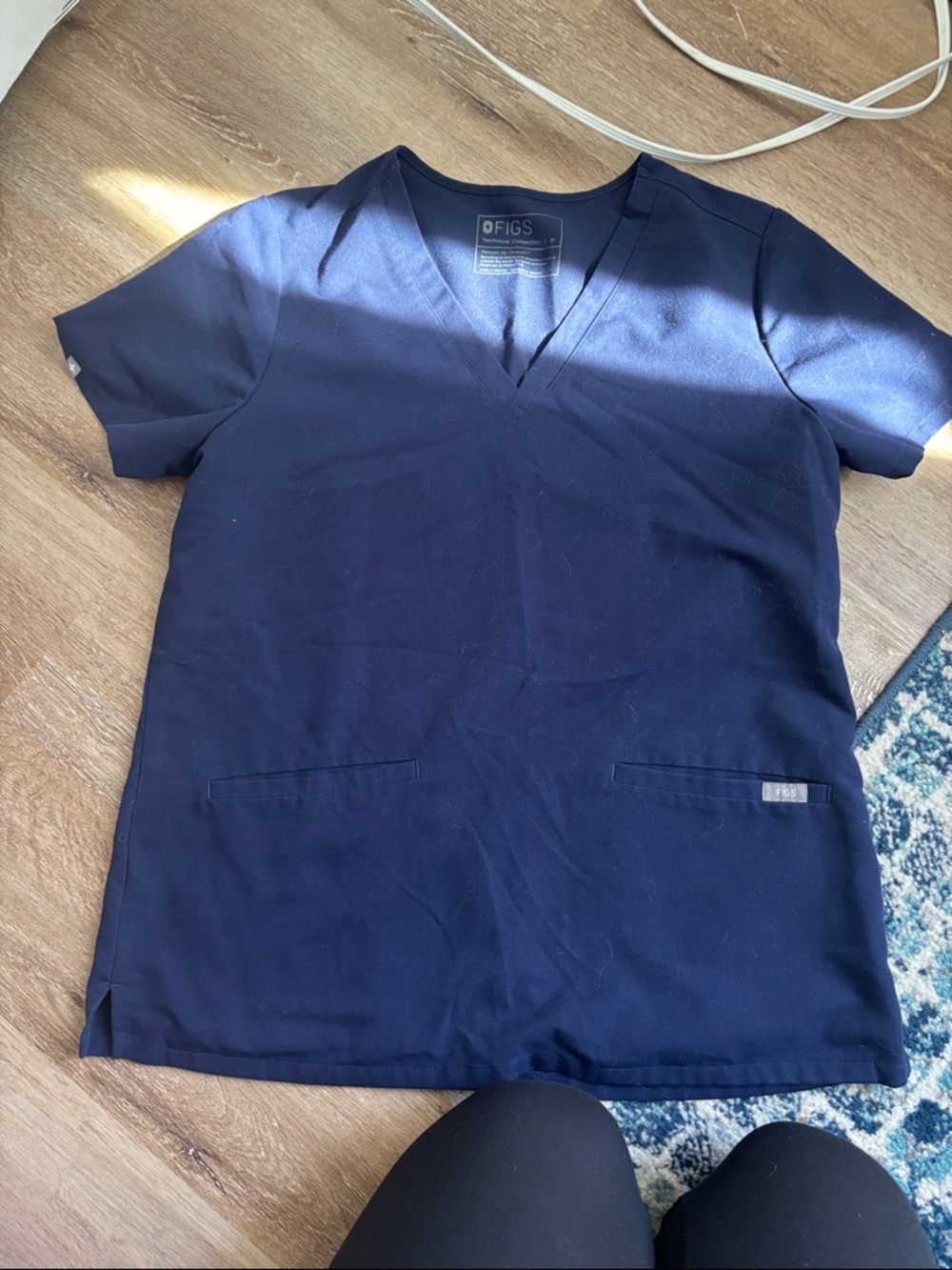 Figs Navy V-Neck Medical Scrub Top